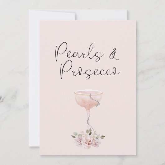Blush Floral Glass Pearls Prosecco Vrijgezellenfee Kaart (Achterkant)