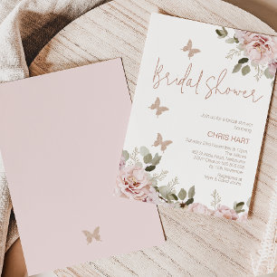 Blush Floral Glitter Vlinder Vrijgezellenfeest Kaart