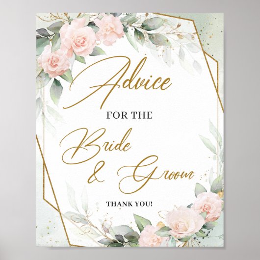 Blush floral gold Advice voor bruid en bruin Poster (Voorkant)