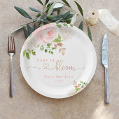 Blush floral gold baby in bloei baby shower papieren bordje