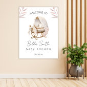 Blush Floral Gold Bassinet Baby Shower Welcome Poster