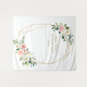 Blush Floral Gold Birthday Party Photo Booth Prop Wandkleed (Voorkant (horizontaal))