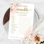 Blush Floral Gold Bridal Word Scramble Game Flyer<br><div class="desc">Blush Floral Gold Bridal Word Scramble Game</div>