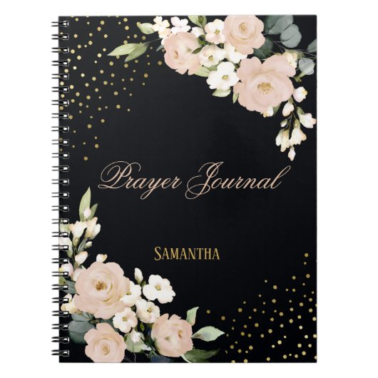 Blush Floral Gold Dot Speciaal geavanceerd Prayer Notitieboek (Voorkant)