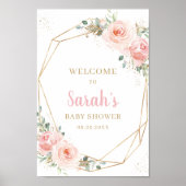 Blush Floral Gold Geometric Baby shower Welkom Poster (Voorkant)