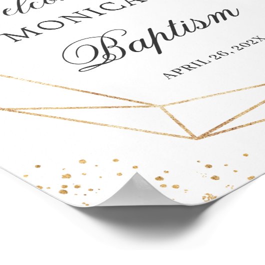 Blush Floral Gold Geometric Baptism Welkomstteken Poster (Hoek)