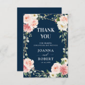 Blush Floral Gold Geometric Botanical Weddenschap Bedankkaart (Voorkant / Achterkant)