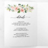 Blush Floral Gold Geometric Botanical Weddenschap Drieluik Aankondiging (Binnenzijde eerst)