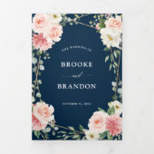 Blush Floral Gold Geometric Botanical Weddenschap Drieluik Aankondiging (Cover)