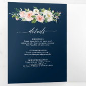 Blush Floral Gold Geometric Botanical Weddenschap Drieluik Aankondiging (Binnenzijde eerst)