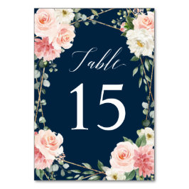 Blush Floral Gold Geometric Botanical Weddenschap Kaart