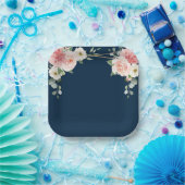 Blush Floral Gold Geometric Botanical Weddenschap Papieren Bordje (Feest)