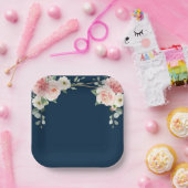 Blush Floral Gold Geometric Botanical Weddenschap Papieren Bordje (Feest)