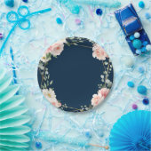 Blush Floral Gold Geometric Botanical Weddenschap Papieren Bordje (Feest)