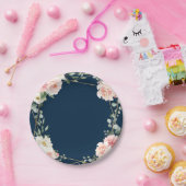 Blush Floral Gold Geometric Botanical Weddenschap Papieren Bordje (Feest)