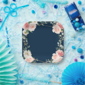 Blush Floral Gold Geometric Botanical Weddenschap Papieren Bordje (Feest)