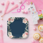 Blush Floral Gold Geometric Botanical Weddenschap Papieren Bordje (Feest)