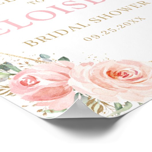 Blush Floral Gold Geometric Vrijgezellenfeest Welk Poster (Hoek)
