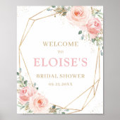 Blush Floral Gold Geometric Vrijgezellenfeest Welk Poster (Voorkant)