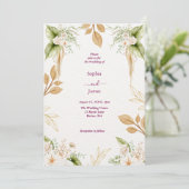 Blush Floral Gold Geometric wedding Kaart (Staand voorkant)
