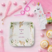 Blush Floral Gold Geometric wedding Papieren Bordje (Feest)