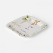 Blush Floral Gold Geometric wedding Papieren Bordje (Gebogen)