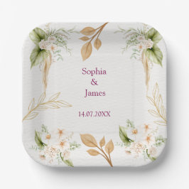 Blush Floral Gold Geometric wedding Papieren Bordje