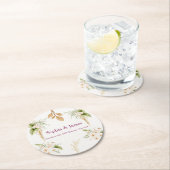 Blush Floral Gold Geometric wedding Ronde Kartonnen Onderzetter (Insitu)