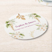 Blush Floral Gold Geometric wedding Ronde Kartonnen Onderzetter (Gebogen)