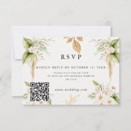 Blush Floral Gold Geometric wedding RSVP Kaartje