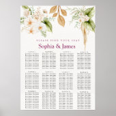 Blush Floral Gold Geometric wedding seating chart Poster (Voorkant)