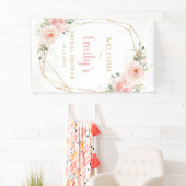 Blush Floral Gold Geometrisch Vrijgezellenfeest Ac Spandoek (Insitu)