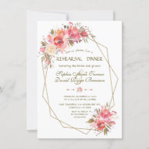 Blush Floral Gold Glitter Lijst repetitie diner