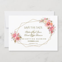 Blush Floral Gold Glitter Lijst Save the Date