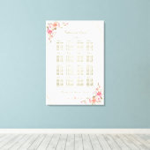 Blush Floral Gold Glitter Lijst Seating Chart Canvas Afdruk (Insitu (Houten vloer))