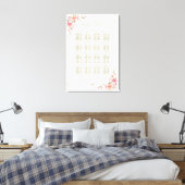 Blush Floral Gold Glitter Lijst Seating Chart Canvas Afdruk (Insitu (Slaapkamer))