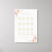 Blush Floral Gold Glitter Lijst Seating Chart Canvas Afdruk (Voorkant)