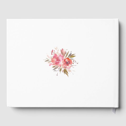 Blush Floral Gold Glitter Lijst Wedding Gastenboek (Achterkant)