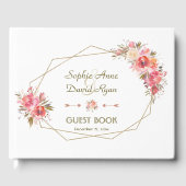 Blush Floral Gold Glitter Lijst Wedding Gastenboek (Voorkant)