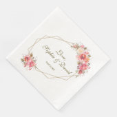 Blush Floral Gold Glitter Lijst Wedding Servet (Hoek)