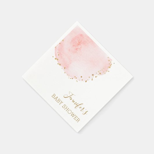 Blush Floral Gold Glitter Stippen Baby shower Servet (Hoek)