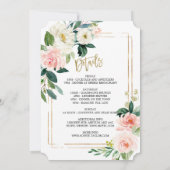 Blush Floral Gold Lijst Bachelorette Weekend Party Kaart (Achterkant)