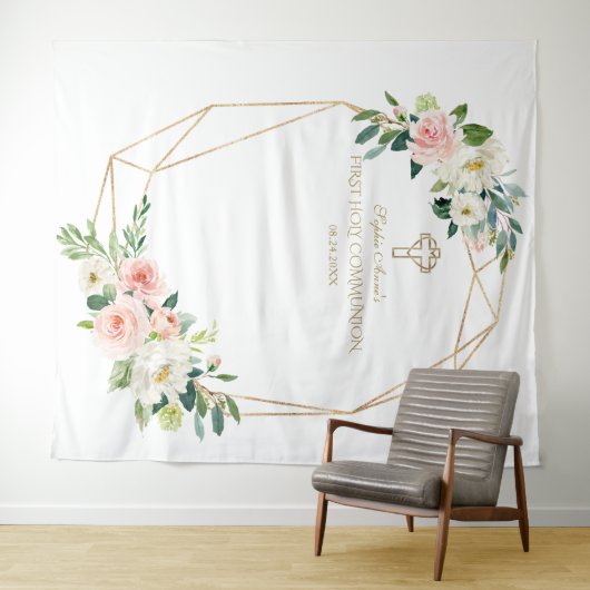 Blush Floral Gold Lijst Heilige Communistische Ach Wandkleed (In Situ (horizontaal))