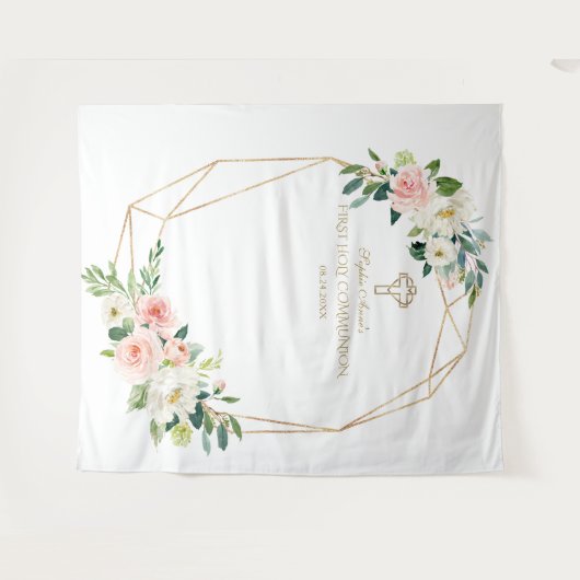 Blush Floral Gold Lijst Heilige Communistische Ach Wandkleed (Voorkant (horizontaal))