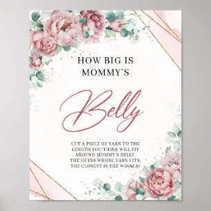Blush floral gold lijst Hoe groot is mama's buik? Poster