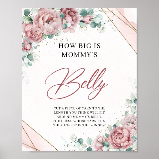 Blush floral gold lijst Hoe groot is mama's buik? Poster (Voorkant)
