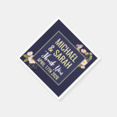 Blush Floral Gold Lijst Navy Blue Custom Wedding Servetten (Hoek)