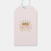 Blush Floral Gold Prinses Kroondouche Verjaardag Cadeaulabel (Achterkant)