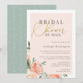 Blush Floral Gold Script Vrijgezellenfeest per pos Kaart (Voorkant / Achterkant)