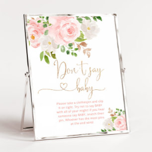 Blush floral gold script Zeg geen baby Poster